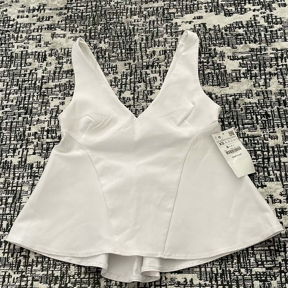 Zara Low Cut White Top